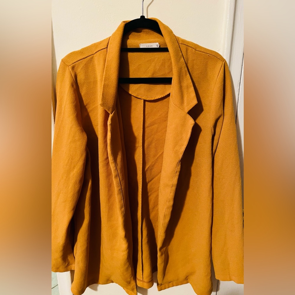 LUSH Yellow Open Draped Blazer